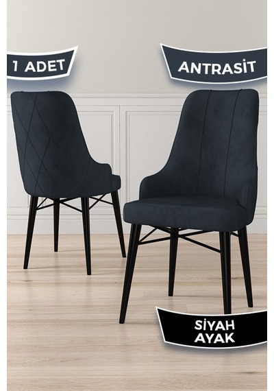 Canisa Concept Neta Serisi, 1.sınıf Babyface Kumaş Antrasit Sandalye, Siyah Gürgen Ayak Sandalye Antrasit Ayaklar Siyah
