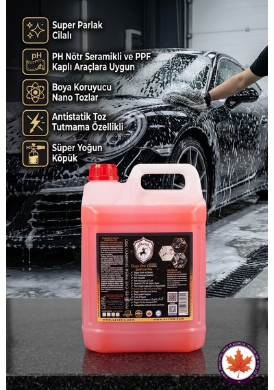 Seramik Katkılı Cilalı Oto Yıkama Şampuanı Sakız Kokulu 5kg Süper Parlak + Sünger