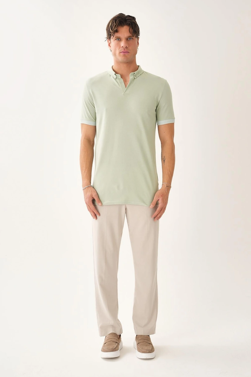 Erkek Comfort Fit Polo T-shirt Açık Yeşil