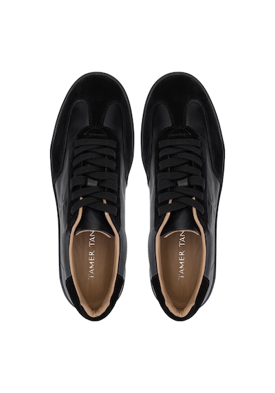 Tamer Tanca Erkek Hakiki Deri Siyah Sneakers & Spor Ayakkabı 233 5100 Erk Ayk Y25 Sıyah Dr/suet Siyah