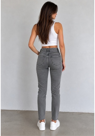 Zdnjeans Kadın Yüksek Bel Gri Dar Paça Jean Pantolon