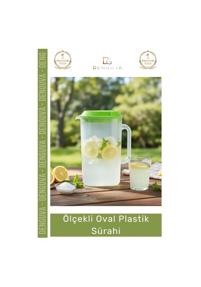 Sürahi Mutfak Pratik Estetik Hafif Ergonomik Sap Geniş Hacim Şeffaf İçecek Oval Plastik Sürahi