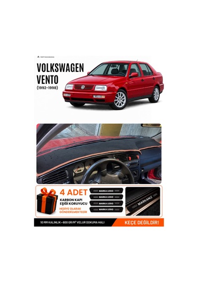 Volkswagen Vento 1992-1998 Uyumlu Torpido Örtüsü, Torpido Kılıfı - Siyah-kahverengi - Vw008
