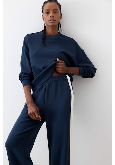 Defacto Defactofit Oversize Geniş Kalıp Bisiklet Yaka Modal Sporcu Sweatshirt E8954ax25aunv165 Lacivert