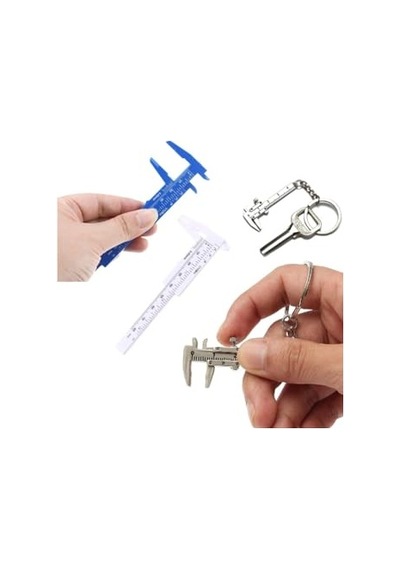 80mm Plastik Kumpas Ve Metal Mini Anahtarlık Kumpas Seti Kalınlık Ölçer Kompratör 2li Set 1