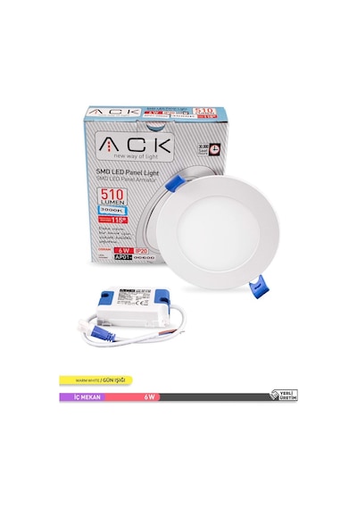 ACK Sıva Altı Yuvarlak LED Panel Armatür 3000K AP01-00600 Beyaz