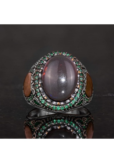 925 Ayar Gümüş Yüzük İle Gerçek Oval Opal Taşı - Özgün İfadelere Sahip Takı Parçası Gümüş