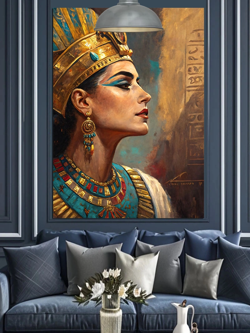 Mısır Kraliçesi Nefertiti Portresi Dekoratif Kanvas - Mdf Ahşap Tablo