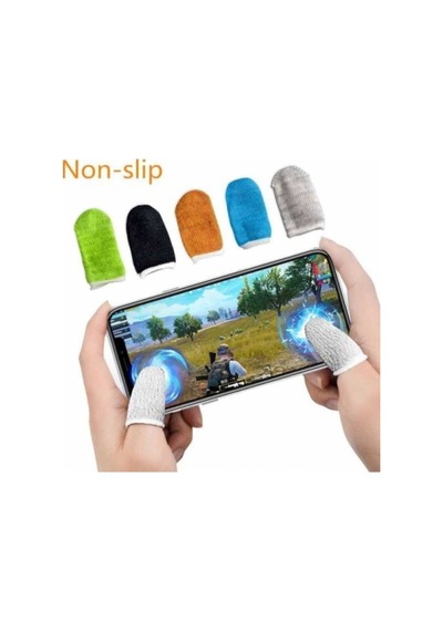 1 Çift Mobile Oyun Yıkanabilir Ter Önleyici Parmak Eldiven Mavi-siyah