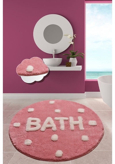 Bath Pembe Çap Yıkanabilir Banyo Halısı