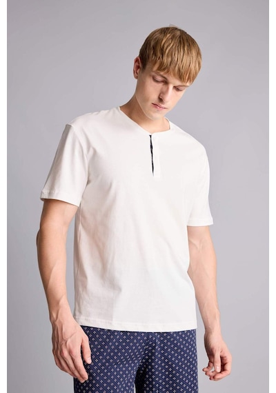 Defacto %100 Pamuk New Regular Fıt 2li Şortlu Pijama Takımı H8680ax26smwt34 Beyaz-wt34