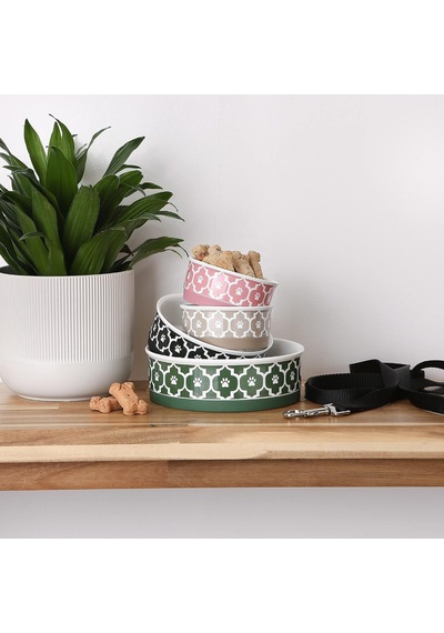 Lattice Collection Evcil Hayvan Kasesi Ve Kutu, Büyük Set, 7,5 X 2,4, Taş, 2 Parça Beyaz - Çok Renkli