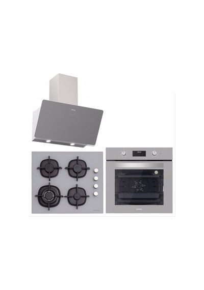 Silverline BO6502S02 - CS5429S01 - 3457 Soho 60 CM Gri Cam Ankastre Set