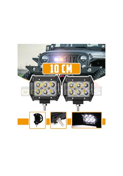Off Road Led 2'li 18w Çift Sıra 12 Led 10 Cm Beyaz Turuncu