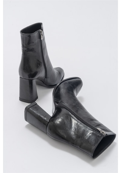 Luvishoes Jewel Siyah Baskı Kadın Topuklu Bot Siyah