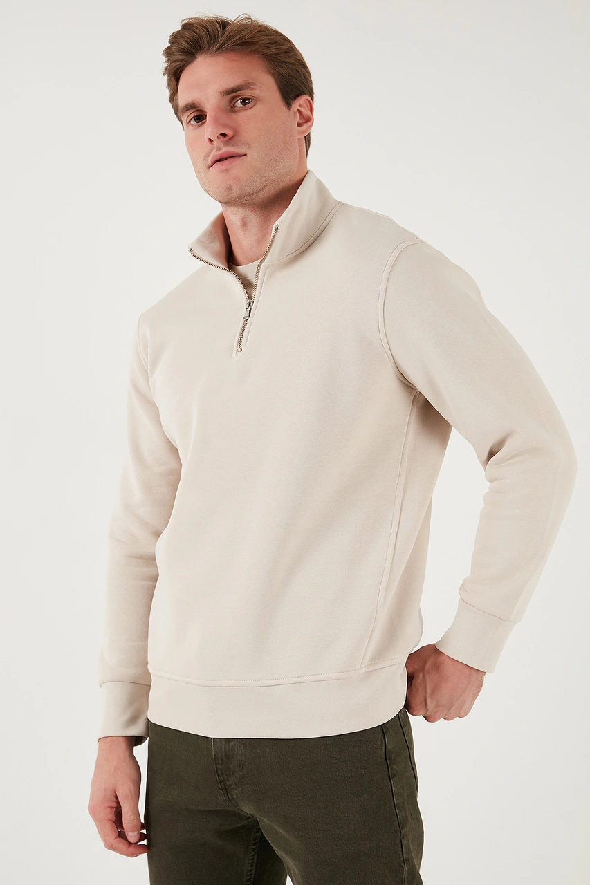 Buratti Pamuklu Regular Fit Dik Yaka 2'Li Paket Erkek Sweat 59052592S2 Kum-Antrasit