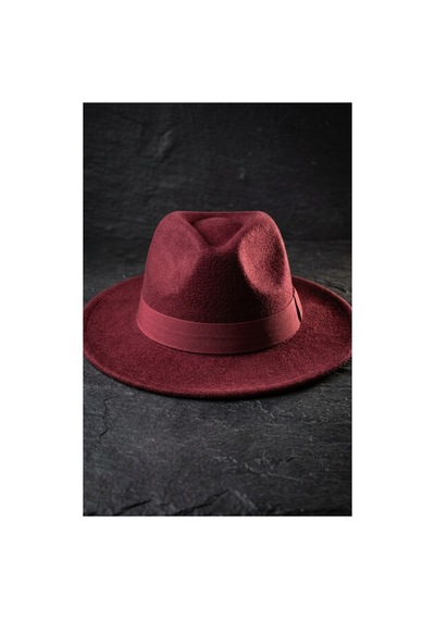 Emybox Kadın Kaşe Kovboy Şapka Geniş Siperlikli Fötr Kemerli Kışlık Şık Şapka Country Vintage Tarz Şapka Bordo