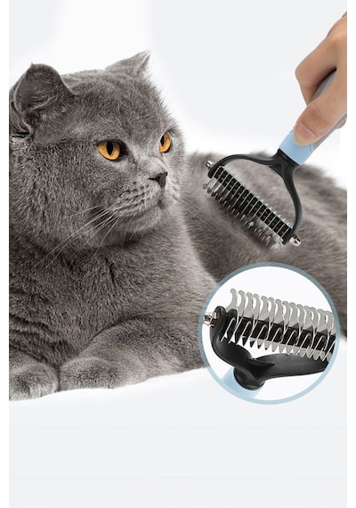 Evcil Hayvan Fırçası Kedi Köpek Tarağı Büyük Boy Mavi