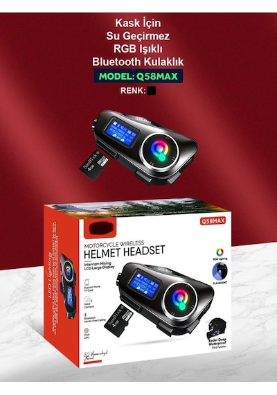 Q58- Max Ipx6 Su Geçirmez Sd Kartlı Siri Destek Eq Ses İnterkom Kask Kulaklığı