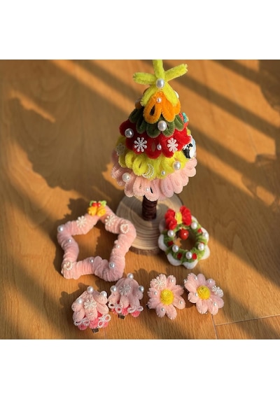 25 Adet Gül Kurusu Pembe Şönil , Çiçek Yapımına Uygun Tüylü Tel, 30 Cm 6 Mm