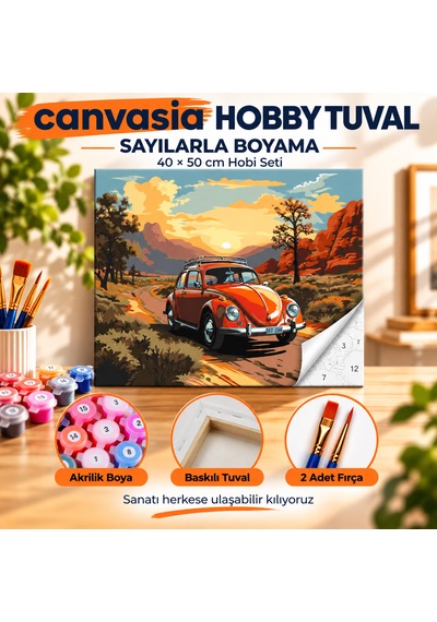 Sayılarla Boyama Numaralı Tuval Seti Boya Fırça Dahil 40x50 Cm Vosvos Yolculuğu