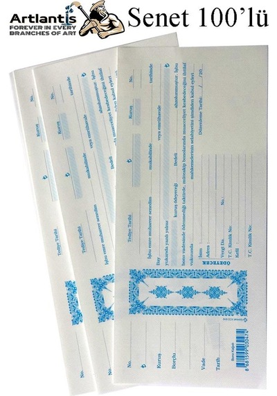Senet Koçanı 100 Lü 1 Paket Senet Bono Borç Alacak Senedi Poşetli 12x25 Cm