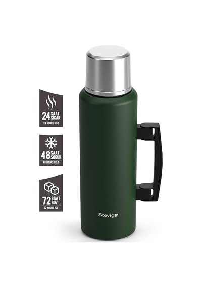 Lexroo 4 Camp Klasik Vakumlu Kulplu Çelik Termos 1.5 Lt. Green St-206 Çok Renkli