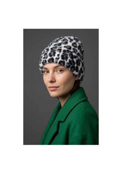 Emybox Desenli Shaggy İplik Yumuşak Dokulu Peluş Kadın Bere - Kışlık Soft Siyah Beyaz Leopar
