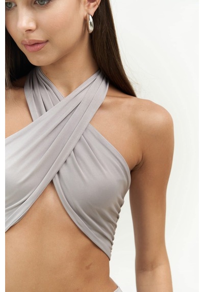 Mai Collection Mai Studios Co. Jolie Gri Crop Etek Takım Gri