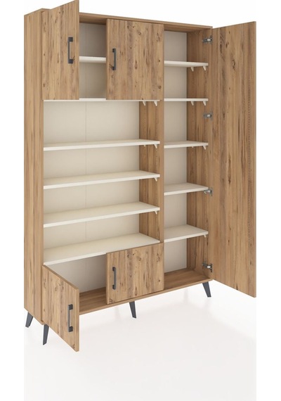Arges Dolap 11 Raflı 5 Kapaklı 132x30x195 Çam-çam/aytaşı Çam