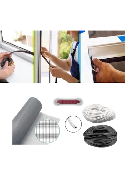 Netpen 3'lü Sineklik Seti 300x120 Cm Tül, 15 Mt. Siyah Conta, Fit