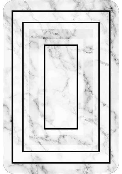 Beyaz Mermer Desen Banyo Halısı Klozet Paspas Seti Bs342n11 Kırık Beyaz