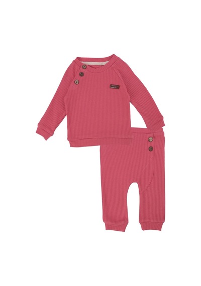 Bebelop Unisex Bebek Raporlu Basic Düğme Detaylı 2'li Alt Üst Takım 001