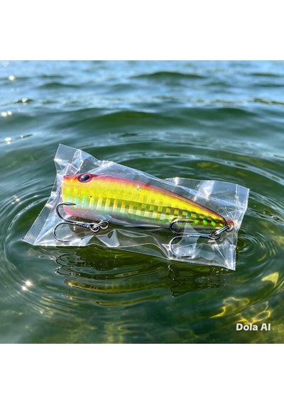 Hologram Parlak Gövdeli Su Üstü Balık Yemi Göz Tasarımı Çift Üçlü Iğne Güçlü Aksiyon