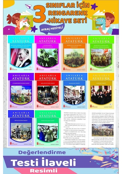 3.ve 4. Sınıflar İçin İlkelerle Mustafa Kemal Atatürk Hikaye Seti 64 Sayfa