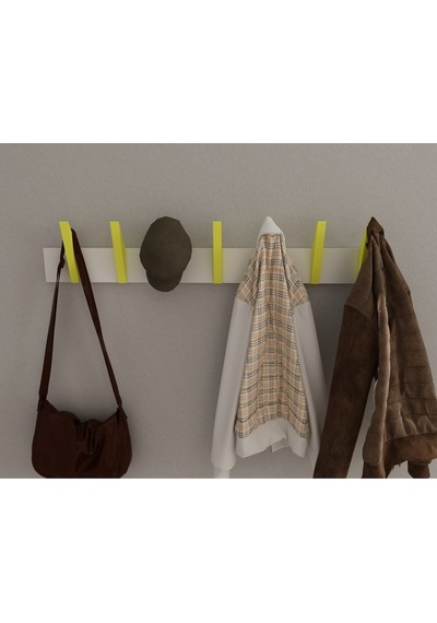 Hepsi3boyutlu Modern Duvar & Kapı Kanca Askılık - 7 Adet Sarı Kanca Askılık - Model No : 4 Sarı