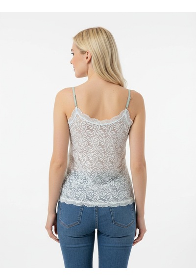 Bonbon Kadın Saten Sırtı Dantelli Askılı Top Bluz Bb2309 Yeşil