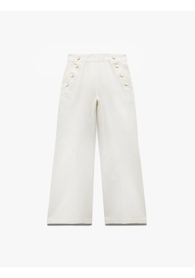 Koton Yüksek Bel Pamuklu Rahat Kalıp Düğme Detaylı Geniş Paça Pantolon - Wide Leg Jean Beyaz 5sal40046mw Beyaz Koton Yüksek Bel Pamuklu Rahat Kalıp Düğme Detaylı Geniş Paça Pantolon - Wide Leg Jean Beyaz 5sal40046mw Beyaz