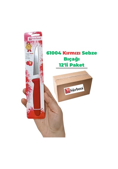 Sürbisa 61004 Sebze Bıçağı Kırmızı 1 Koli 12 Adet Çok Renkli