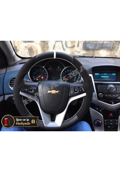 Chevrolet Orlando Dikme Direksiyon Kılıfı Alcantara Süet Mat Karbon Beyaz Yüzük Ve Dikiş 2011-2015