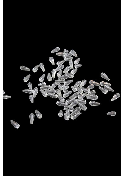 Serhat Aksesuar Ve El İşçilik Damla Akrilik Boncuk Şeffaf 7x18 Mm İçten Delikli Boncuk 25 Gr 45 Adet Altın