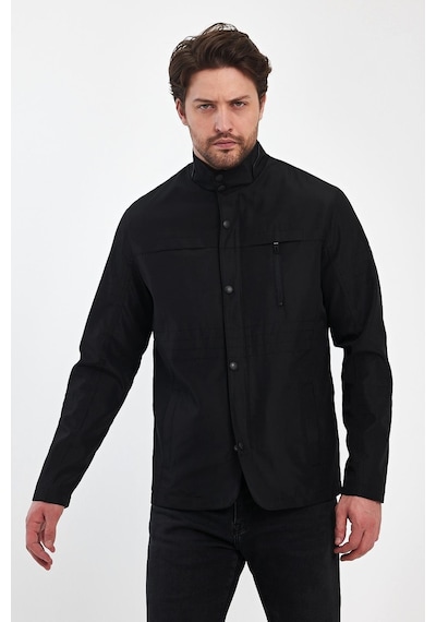 Sivaist Erkek Siyah Regular Uzun Mevsimlik Pamuk Polyester Karışımlı Safari Mont - Siyah