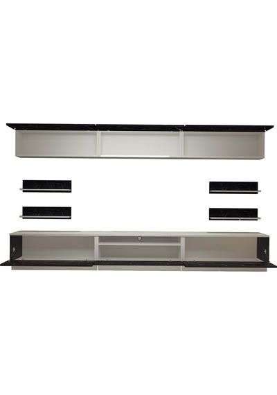 Decoraktiv Trendstyle 8ys Mdf Tv Ünitesi Tv Sehpası Beyaz - Siyah Mermer