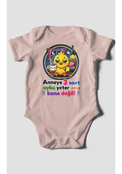 Morivokids Anneye Özel Kısa Kollu Bebek Body %100 Pamuk Zbn245-kk Pastel Pembe