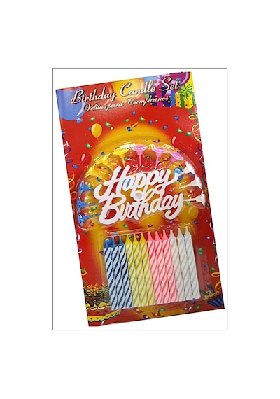 Mey İthalat Rengarenk Mumlu Beyaz Happy Birthday Yazılı Doğum Günü Mumu 12 Adet 11