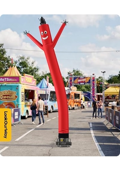 Inflatables Lookourway Air Dansçı Hoch Tube Man Şişirilebilir Sabitleme 20-feet 20'kırmızı Çok Renkli