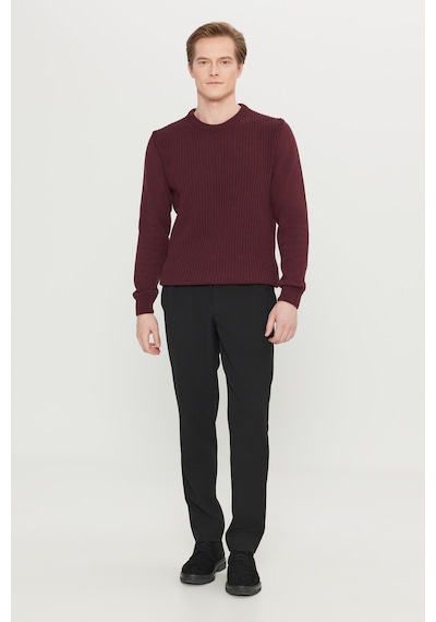 AC&Co / Altınyıldız Classics Erkek Bordo Pamuklu Standart Fit Normal Kesim Bisiklet Yaka Jakarlı Triko Kazak Bordo