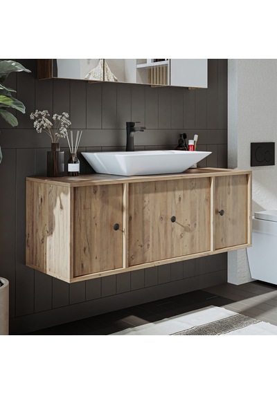 Gusto Ayaksız Lavabolu Mdf 120 Cm Çekmeceli Banyo Dolabı Atlantik Atlantik Çam