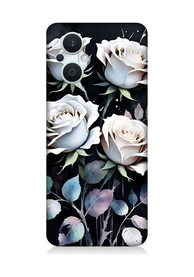Oppo Reno 7 Lite 5g Uyumlu Beyaz Güller Sessizliği Desenli Silikon Kılıf Çok Renkli