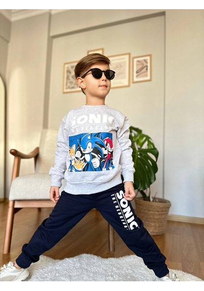 Koçak Kids Yeni Sezon Sonic Desenli Gri Renk Erkek Çocuk Eşofman Takım Gri